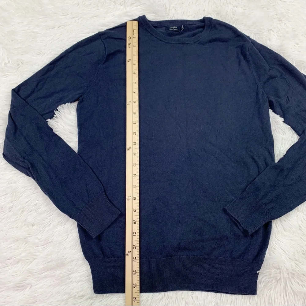 J‎ crew long sleeve crew neck Harbor Cotton pullover sweater in navy blue
